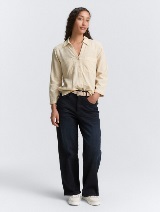 Bluză din amestec de in - Bej_5451307