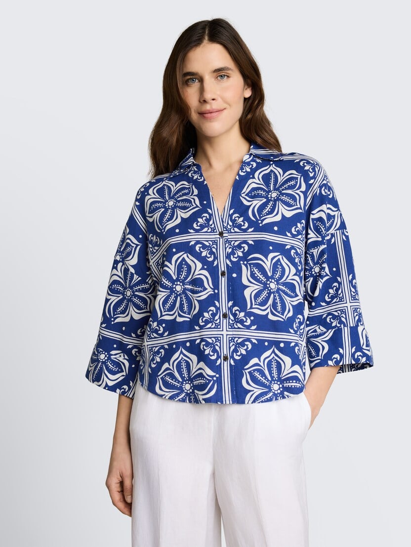 Bluza iz lanene mešanice - Vzorec/večbarvna_1921372