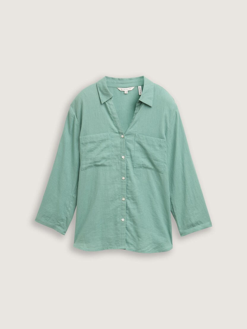  Bluză din amestec de in - Verde-1046197-13010-16