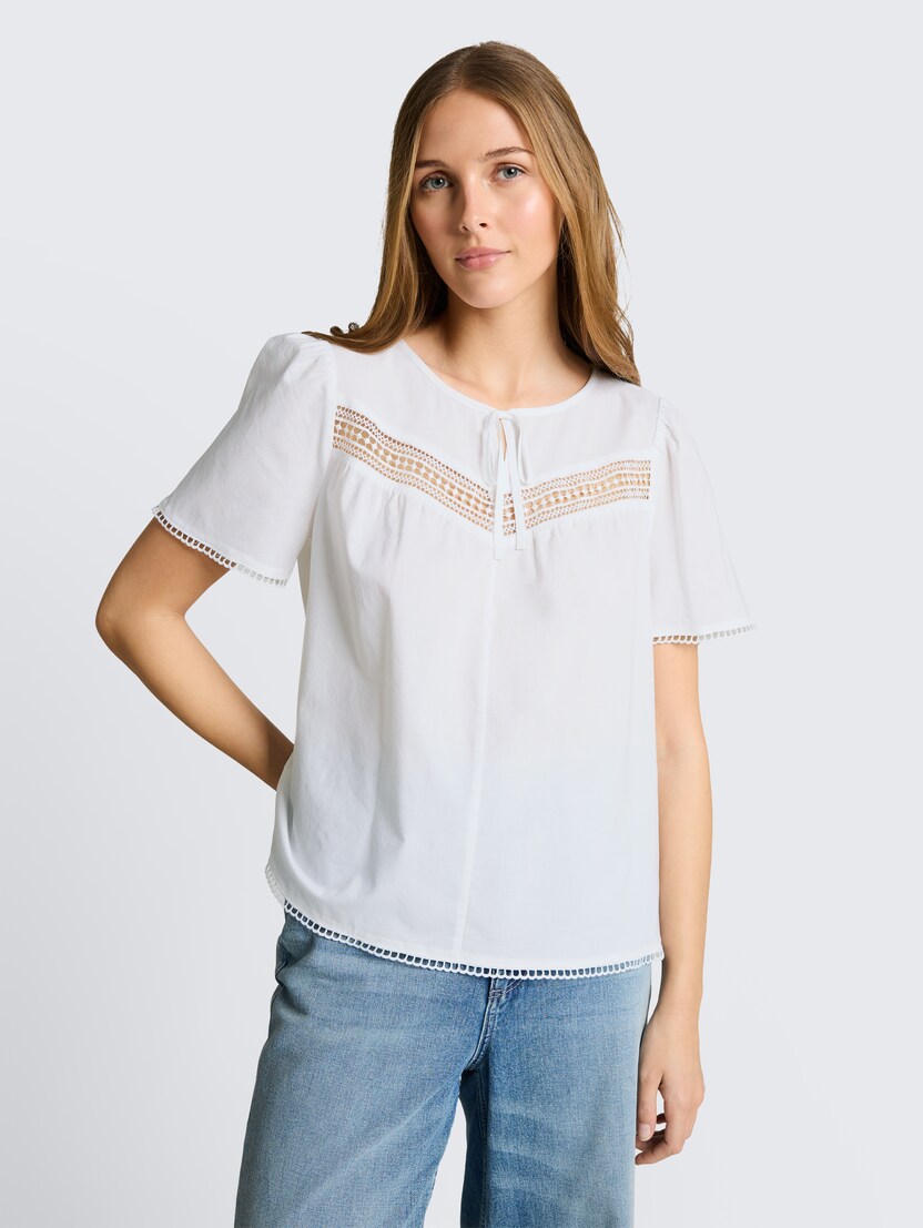Bluza sa detaljem u obliku mašne - Bela_1221213