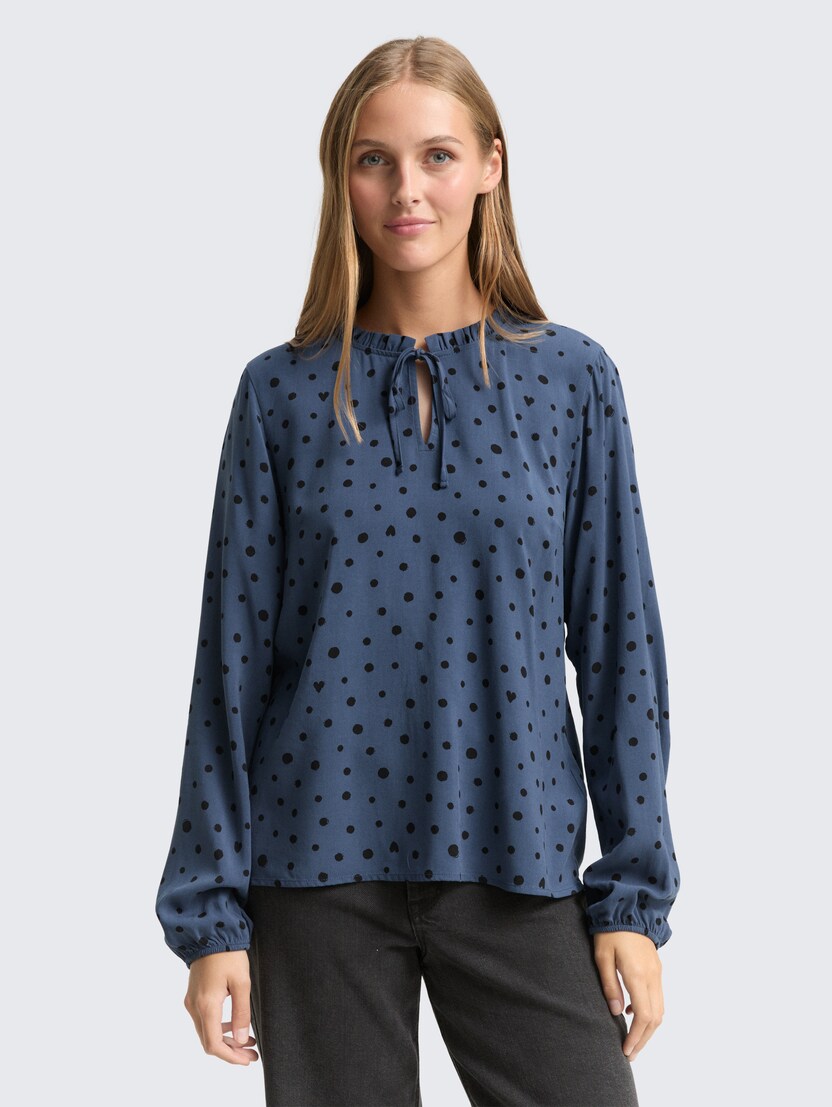 Bluză cu fundă la gât - Model-Mai multe culori-1049230-39003-16