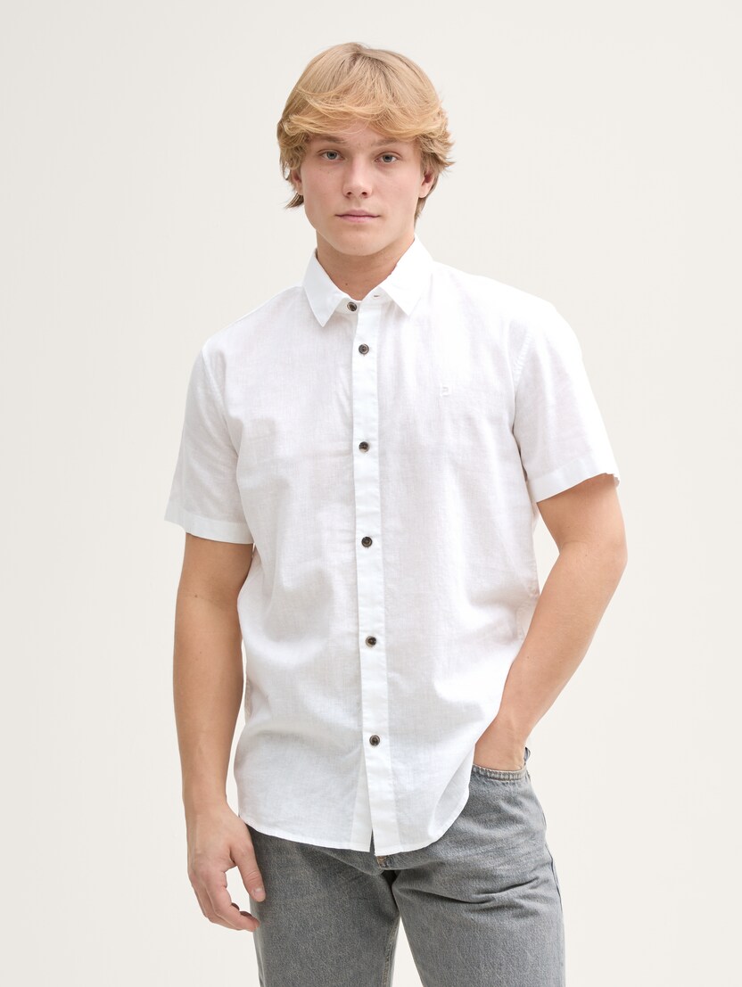Košulja pamuk-lan - Bijela