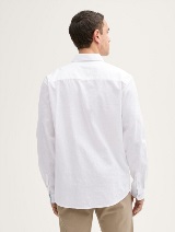 Cămaşă din bumbac şi in - Alb_5728815
