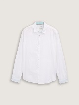 Cămaşă din bumbac şi in - Alb_5728815