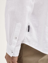 Cămaşă din bumbac şi in - Alb_5728815