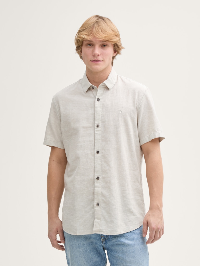  Bombažna lanena srajca - Bež-1045188-37210