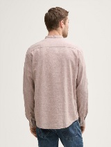 Cămaşă din bumbac şi in - Bej_5850243