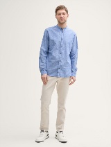 Košulja od mešavine pamuka i lana - Plava_3779280