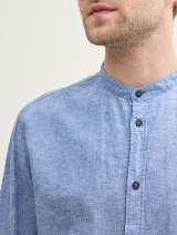 Košulja od mešavine pamuka i lana - Plava_3779280