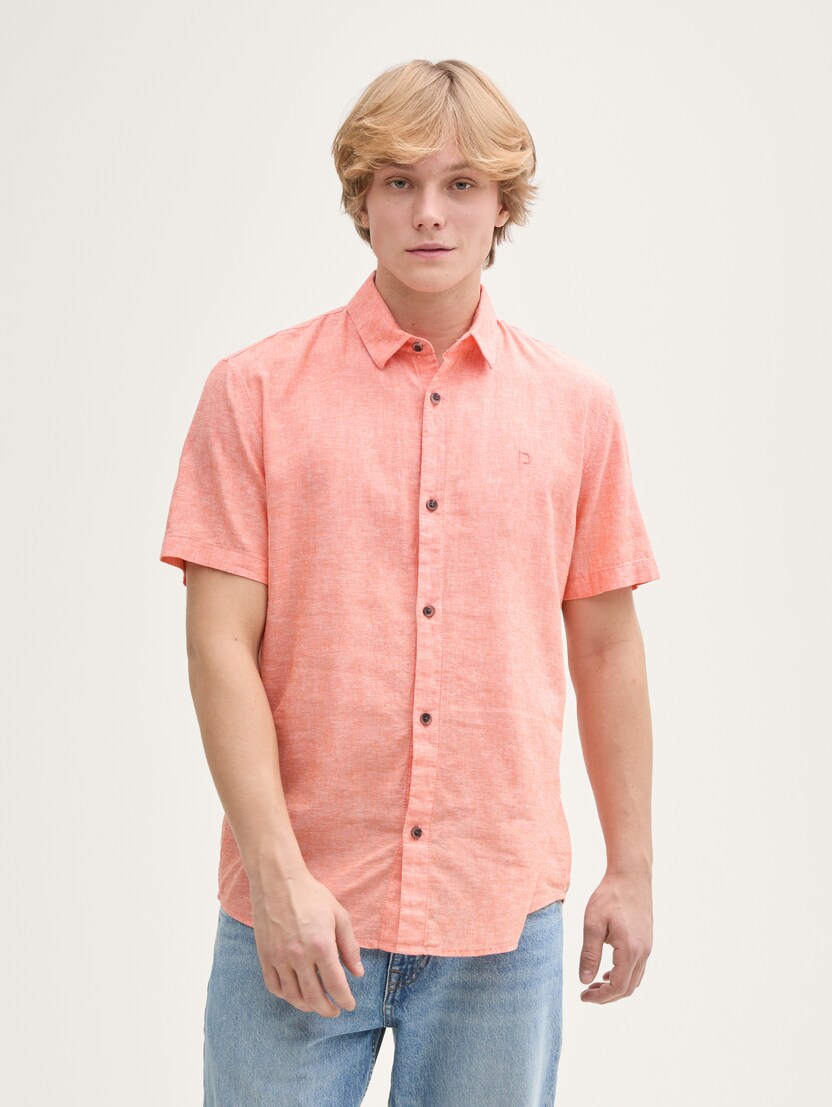  Bombažna lanena srajca - Oranžna-1045188-37654