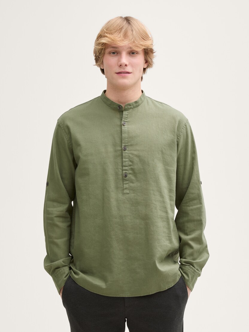  Bombažna lanena srajca - Zelena-1045187-10905