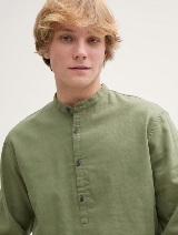 Košulja od mešavine pamuka i lana - Zelena_4663036