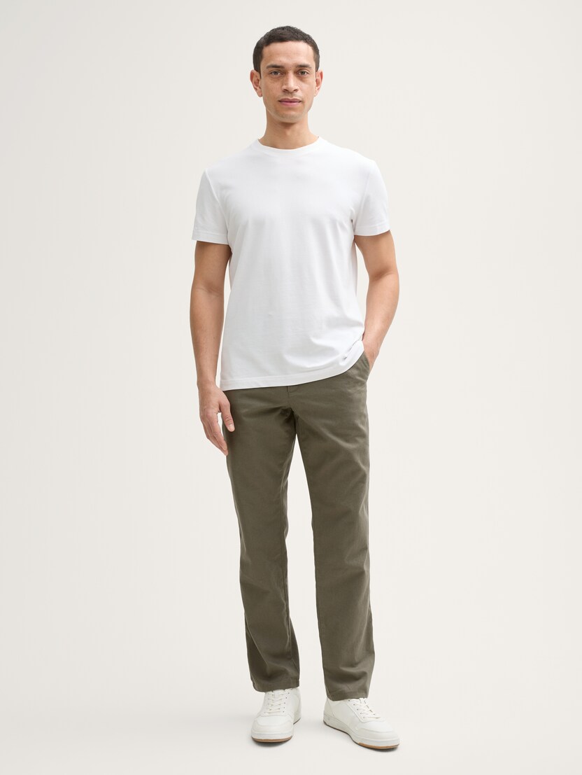 Chino hlače pamuk-lan - Zelena