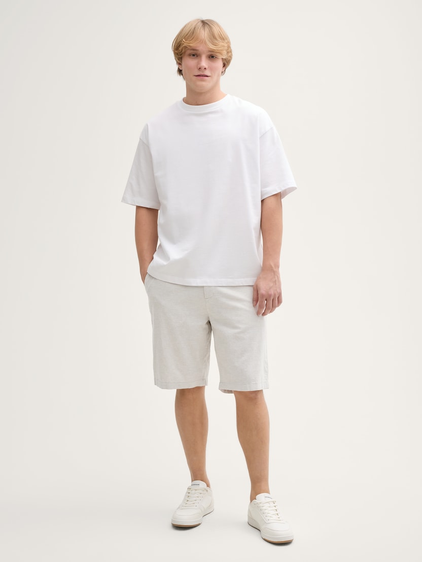  Bombažne lanene kratke hlače - Bež-1044842-37210