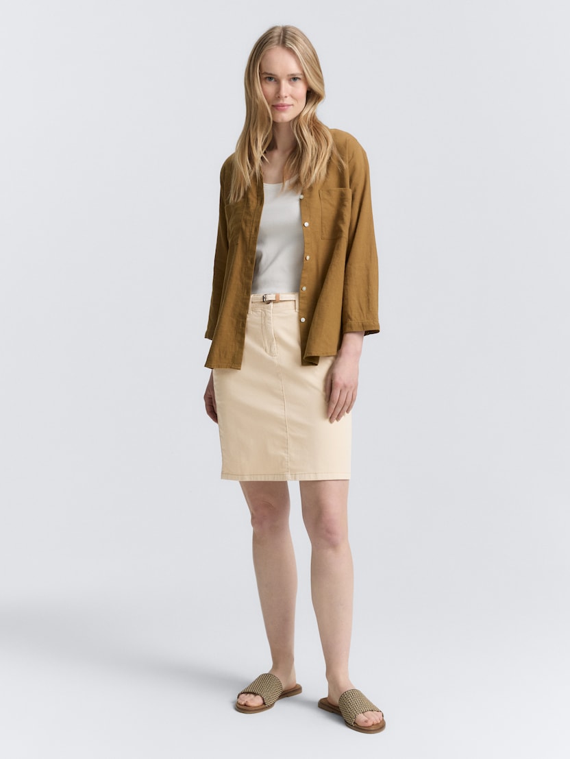  Fustă chino cu detalii şnur - Bej-1045750-21650-16