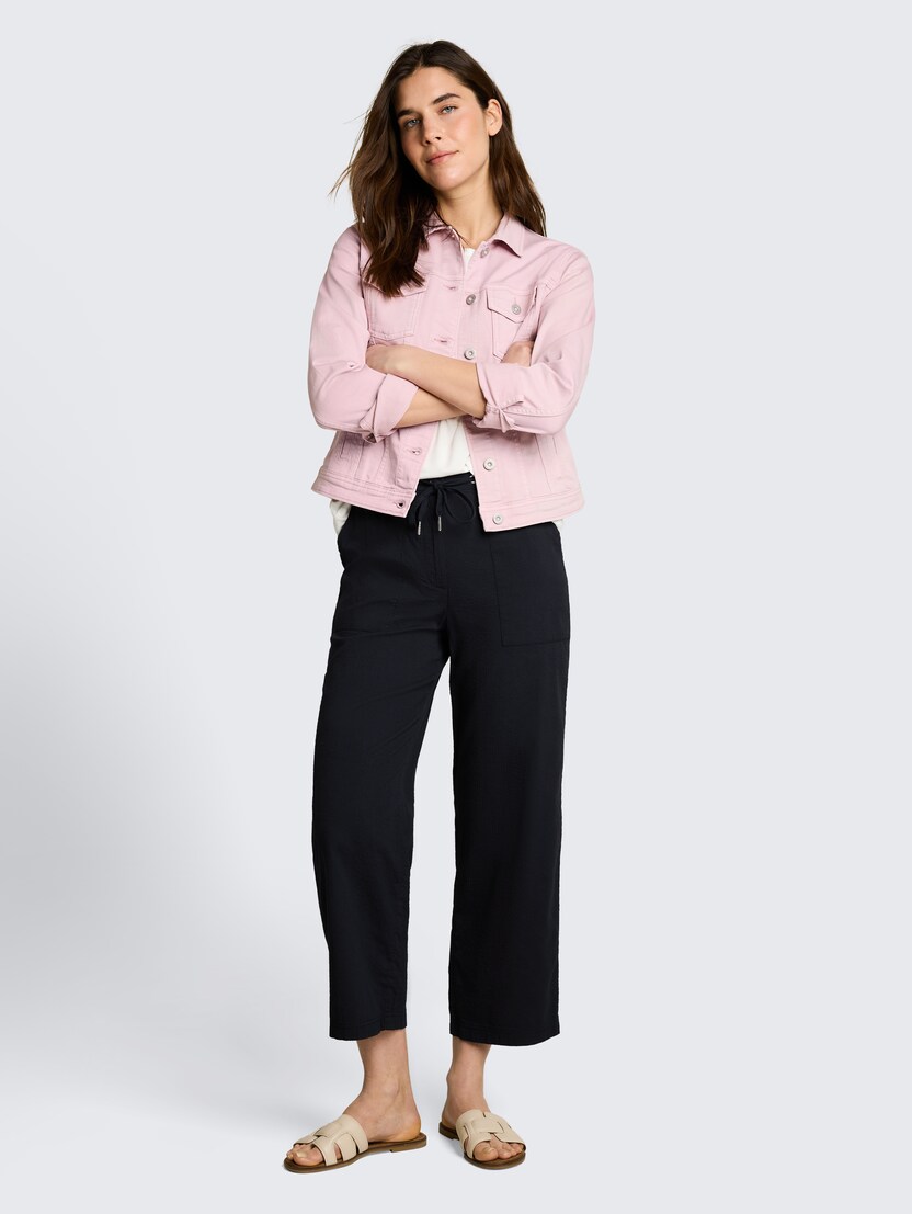 Culotte hlače od seersucker tkanine - Plava_4228983