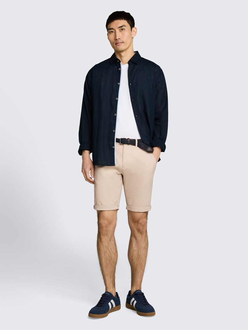Kratke čino pantalone sa kaišem - Bež_8448322