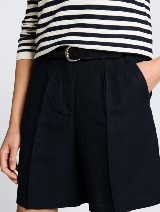 Kratke pantalone od mešavine lana - Plava_2259066