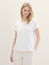 Tricou mix materiale - Alb_6032868