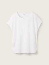 Tricou mix materiale - Alb_6032868