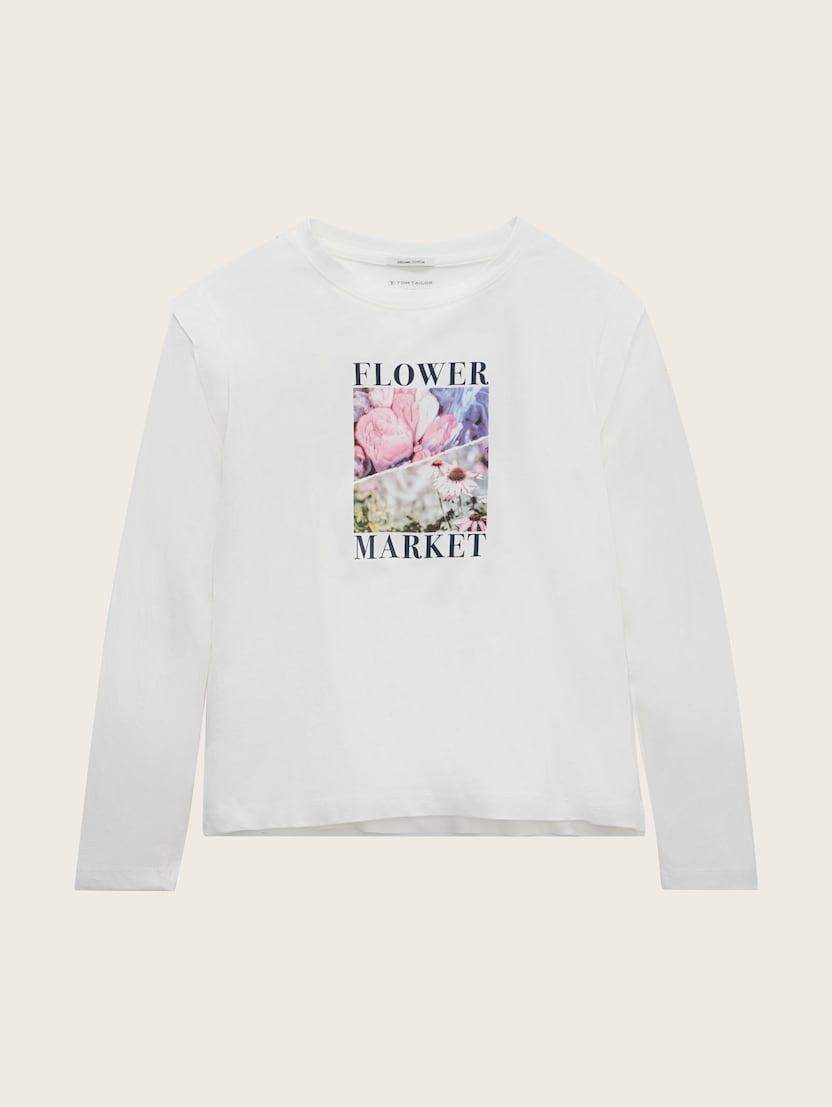  Majica s fotografskim potiskom na sprednjem delu - Bela-1033135-10315