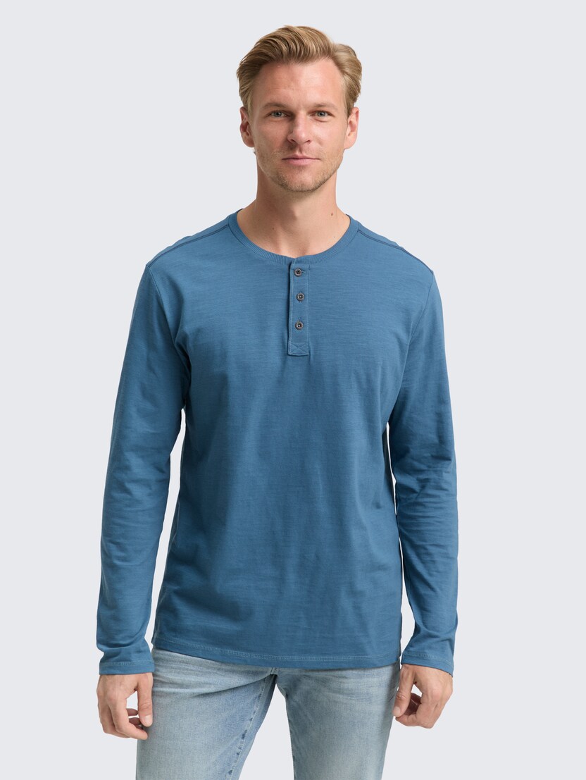 Majica s Henley izrezom - Modra_1154170