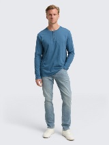Majica sa Henley izrezom - Plava_1154170