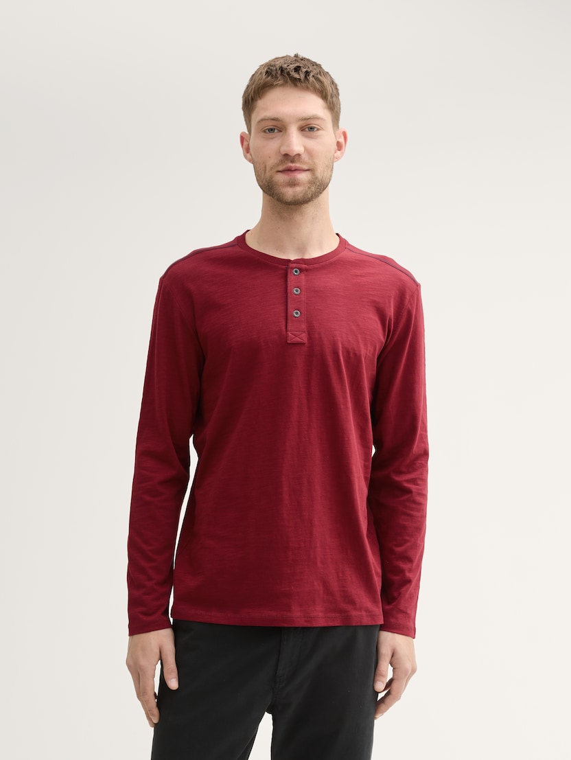 Majica sa Henley izrezom - Crvena