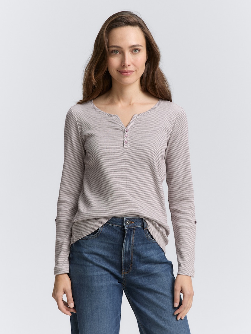 Majica s Henley izrezom - Uzorak/višebojna_9152294