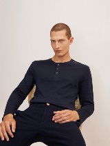 Majica sa Henley izrezom - Plava_6662891