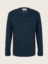 Majica sa Henley izrezom - Plava_6662891