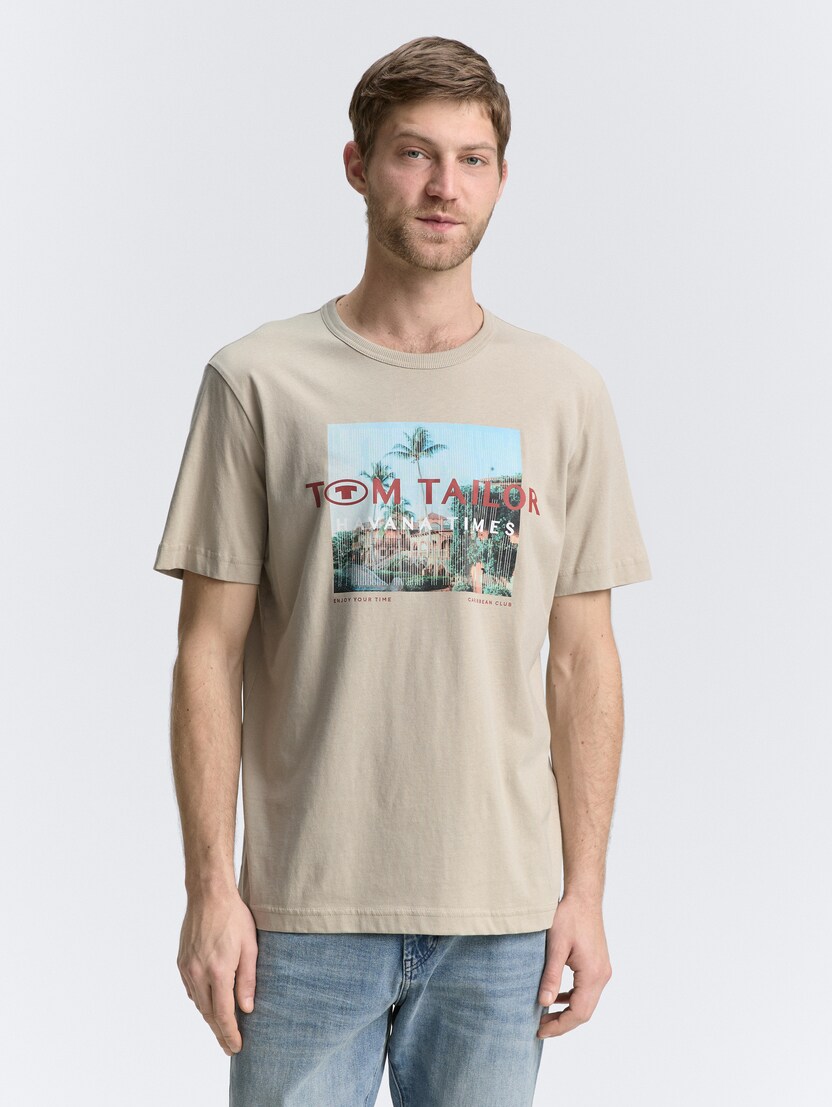  Tricou cu imprimeu - Bej-1046752-11032-16