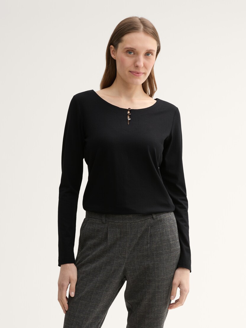 Majica sa  detaljem u vidu dugmića - Crna