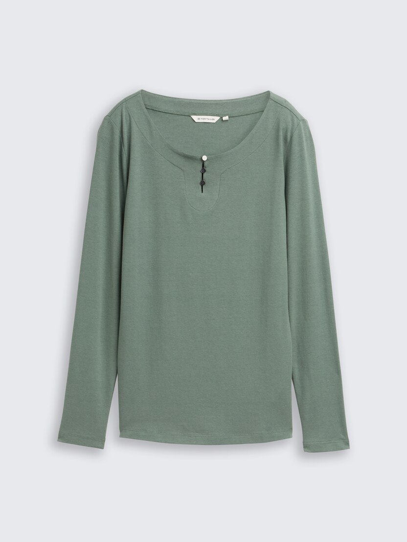 Tricou cu detalii cu nasturi - Verde_919412