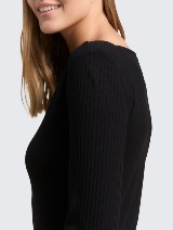 Tricou cu decolteu bărcuţă - Negru_1194372