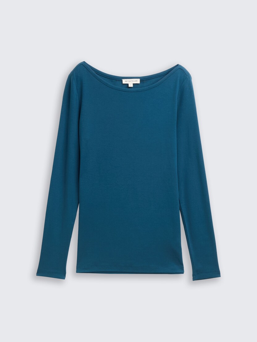 Majica s lađa ovratnikom - Plava-1044407-13183-14