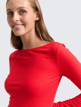 Majica sa čamac izrezom - Crvena_4278990