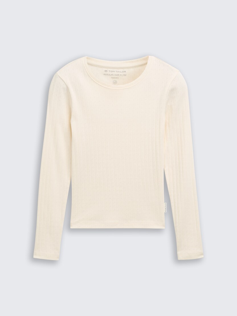 Majica z rebrasto strukturo - Bela_1382094