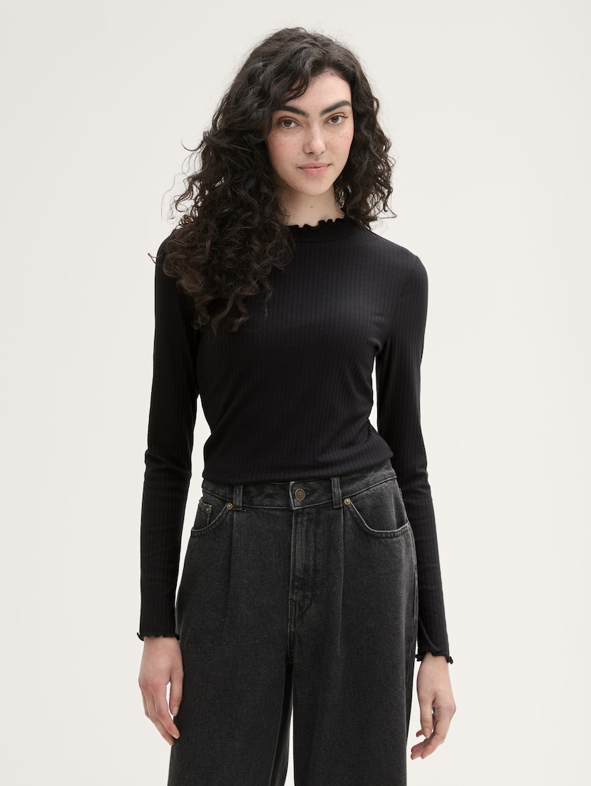  Rebrasta majica - Crna-1043075-14482-14