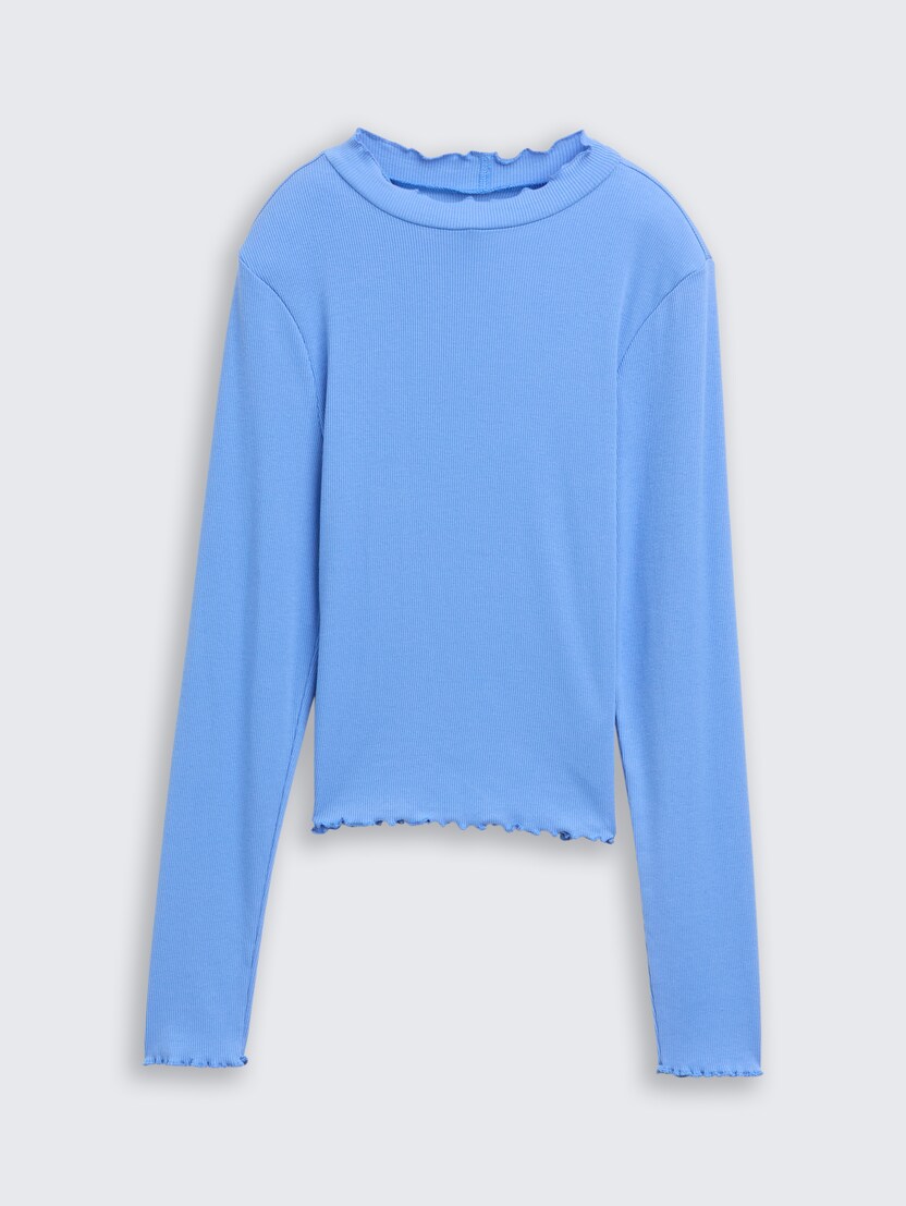 Majica z rebrasto strukturo - Modra_1713241