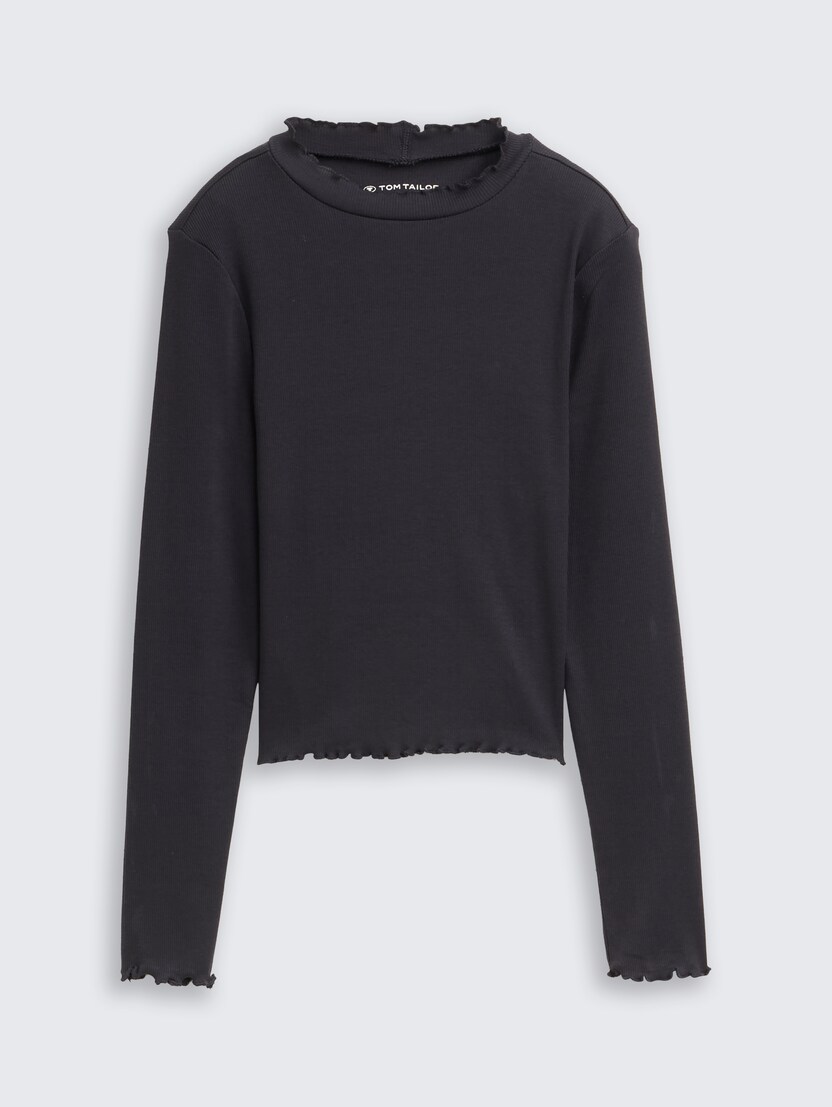 Majica z rebrasto strukturo - Siva_7405463