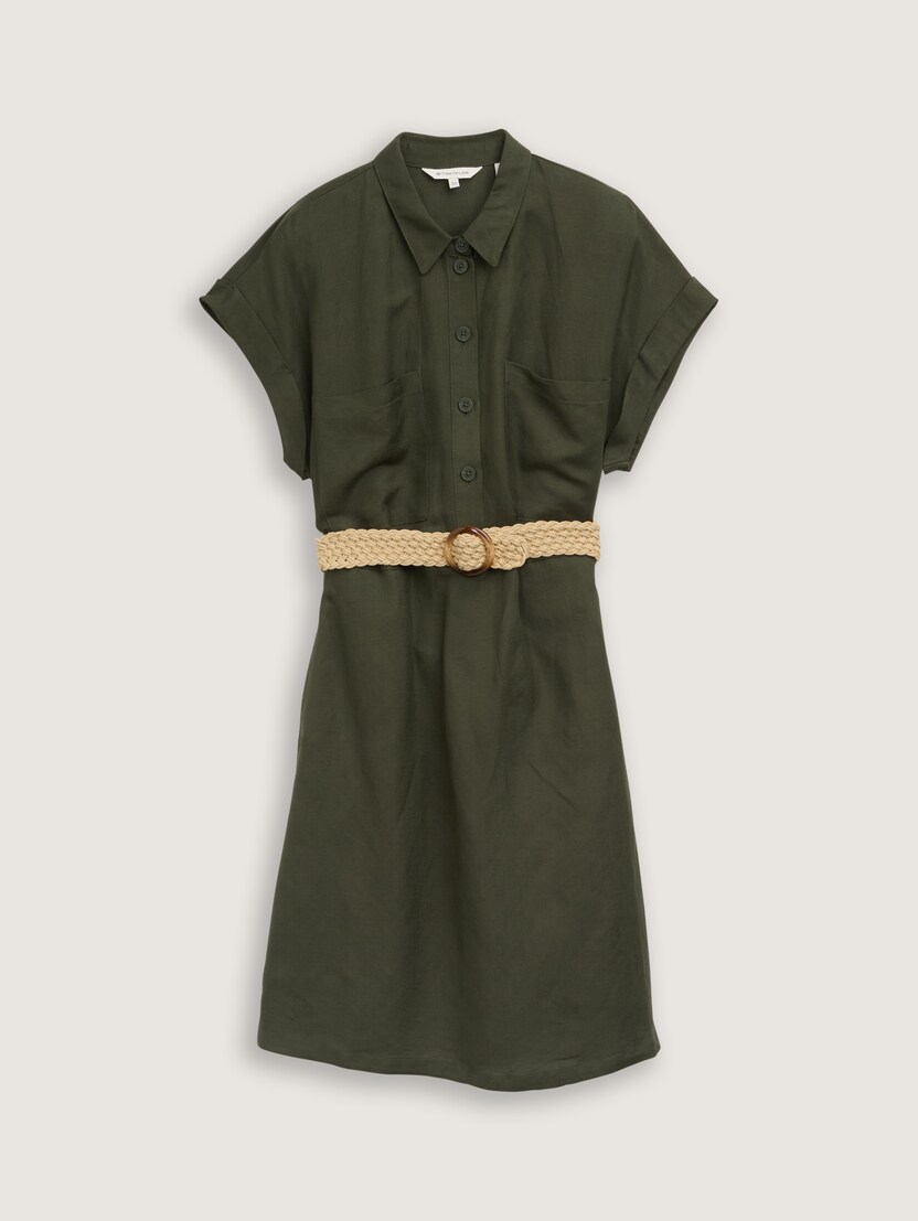  Rochie din amestec de in - Verde-1048008-10920-16