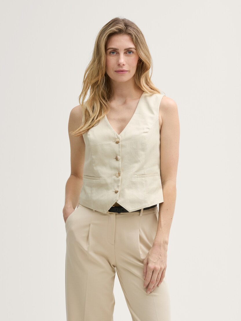  Vestă cambrată - Bej-1046187-37762-16