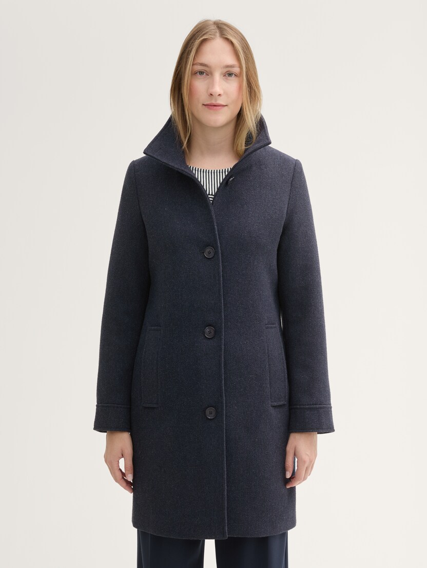  Plašč s stoječim ovratnikom - Modra-1042902-35927