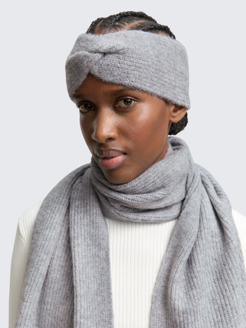 Pletena traka za glavu sa čvorom - Siva_1979742