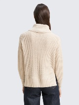 Pleteni pulover s dolčevita ovratnikom - Bež_9942600