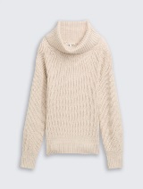 Pleteni pulover s dolčevita ovratnikom - Bež_9942600