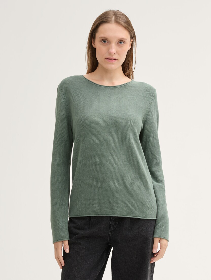 Pleten pulover s teksturo - Zelena_114473