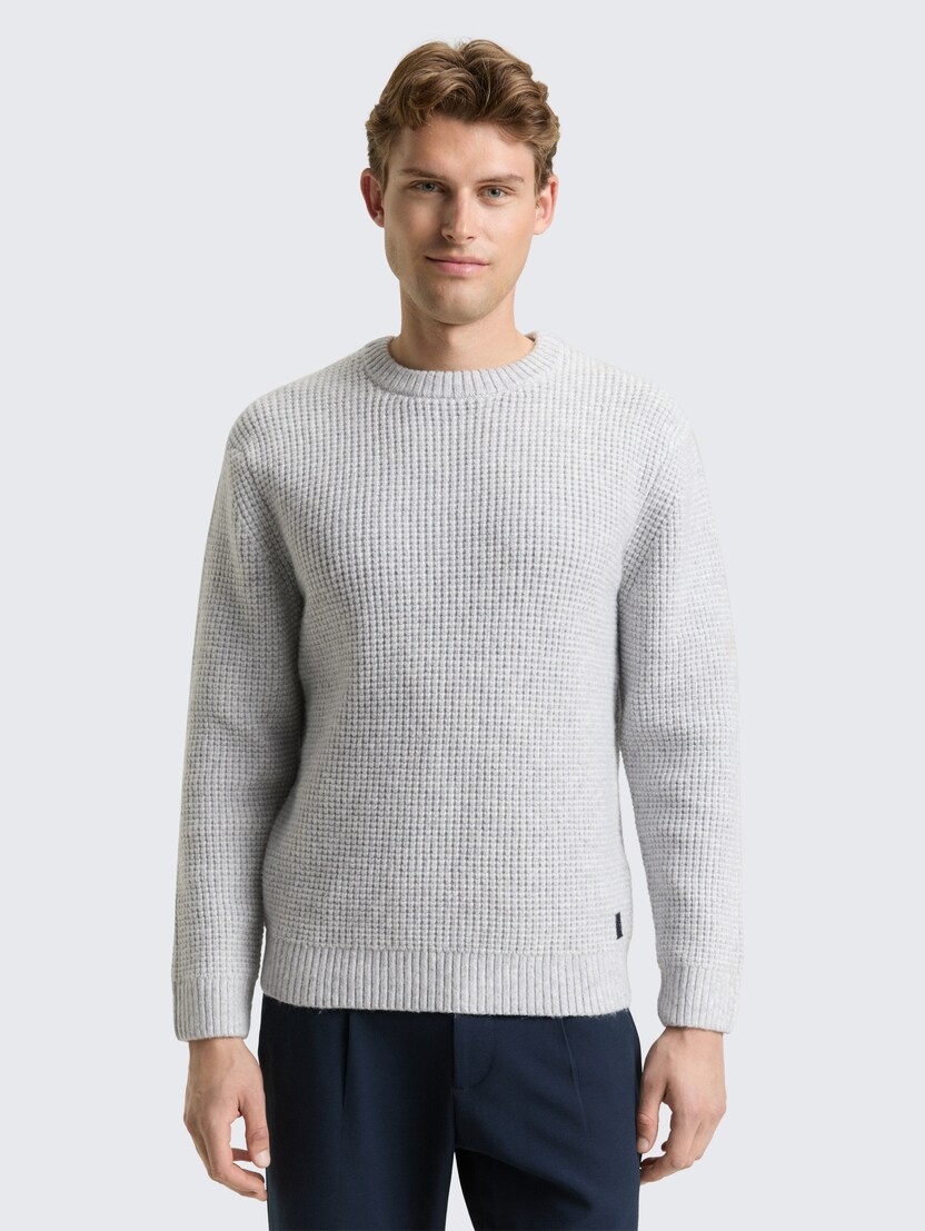 Pulover tricotat - Gri-1048801-36981-16