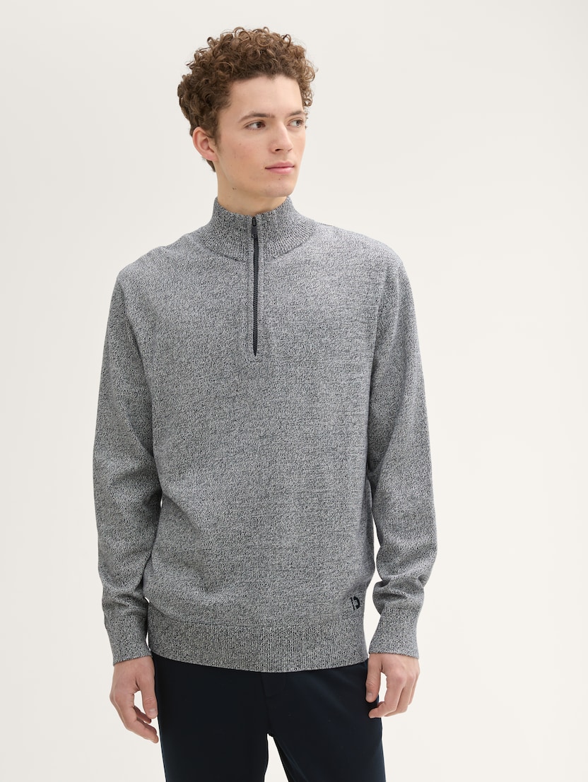  Pleten pulover troyer - Modra-1043022-36241